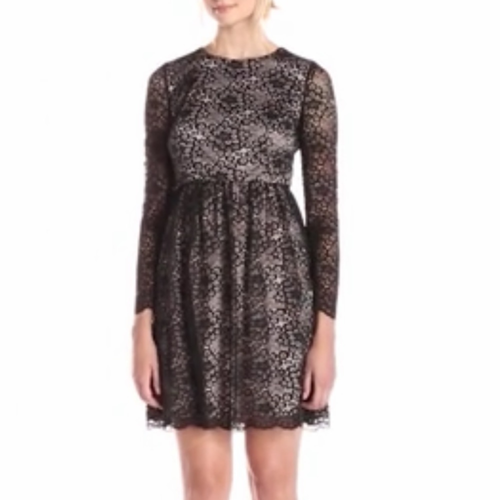 Ivanka Trump Long-Sleeve Lace Fit-and-Flare Dress NWT
